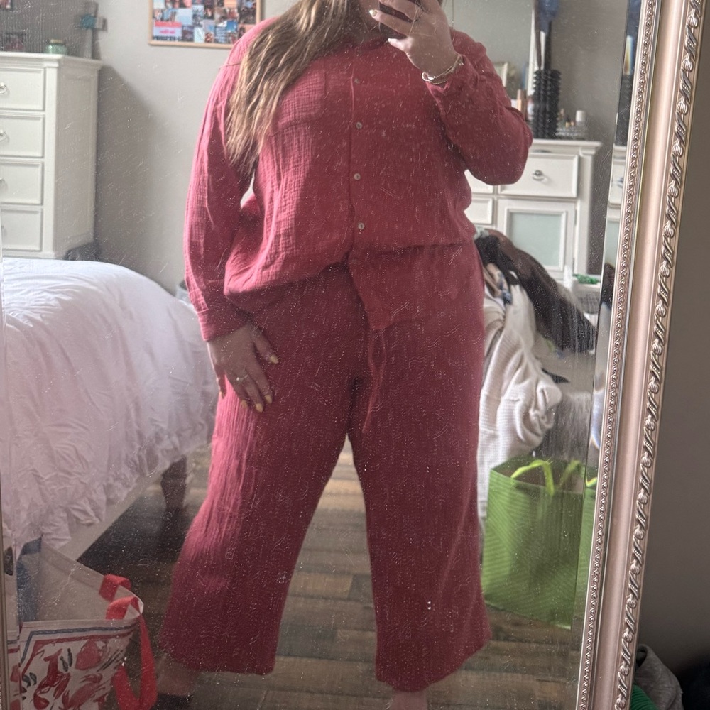 Jessica Simpson Coral Linen Lounge Set